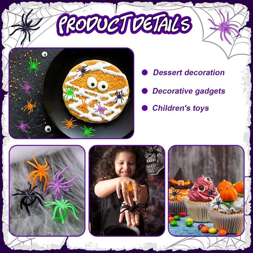 300pcs Halloween Spider Rings for Kids Party Favors 1.96’’ Plastic Spider Rings